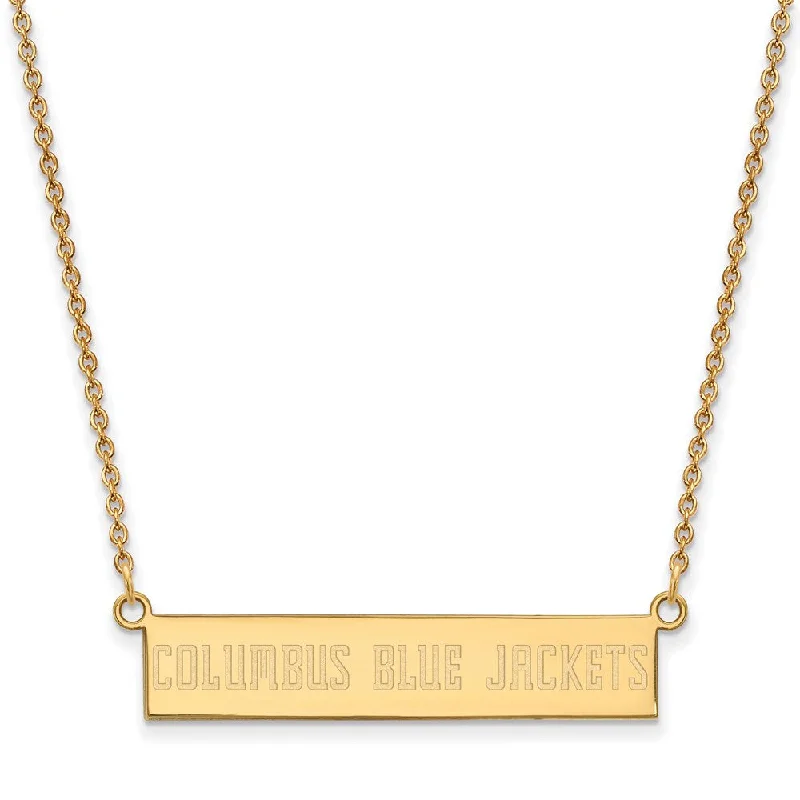 Chain Necklace for Men-SS 14k Yellow Gold Plated NHL Blue Jackets SM Bar Necklace, 18 In