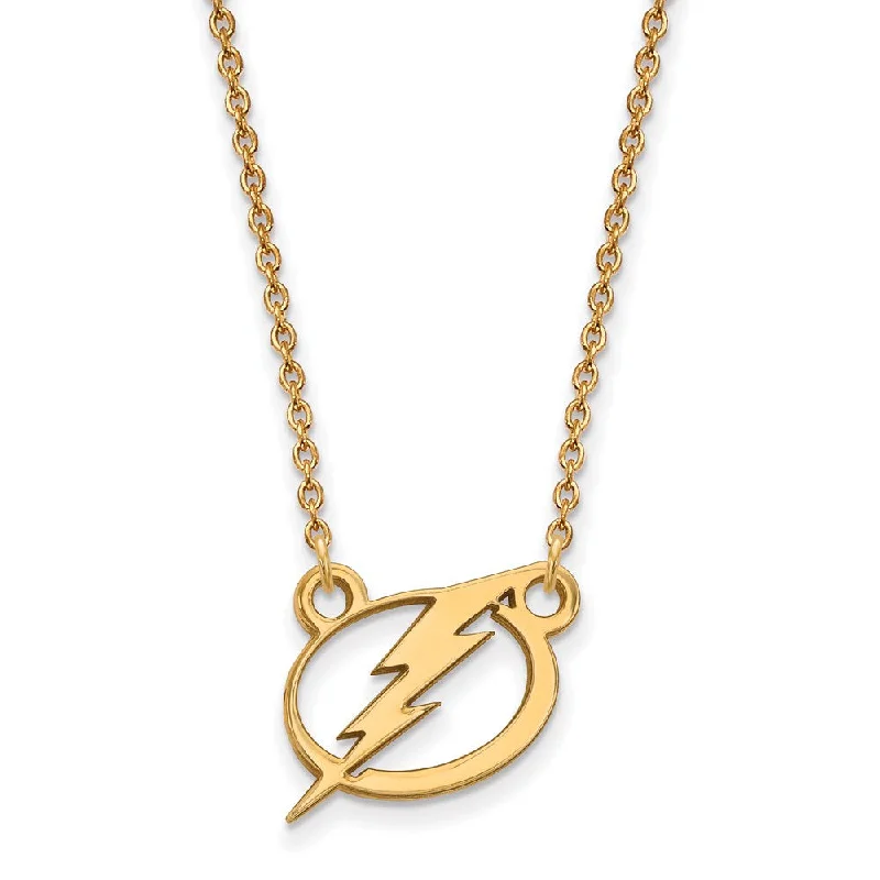 Stylish Gem Necklace for Women-10k Yellow Gold NHL Tampa Bay Lightning Small Necklace, 18 Inch