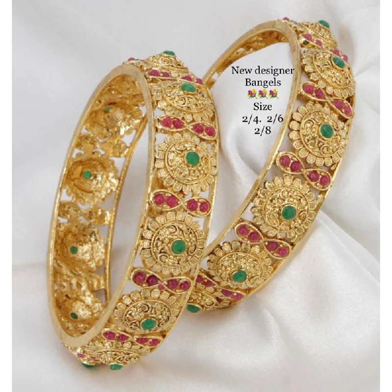 Colorful Enamel Bangles for Fun Look-Sai Fashion Gold Plated Pota Stone & Pearl Bangles