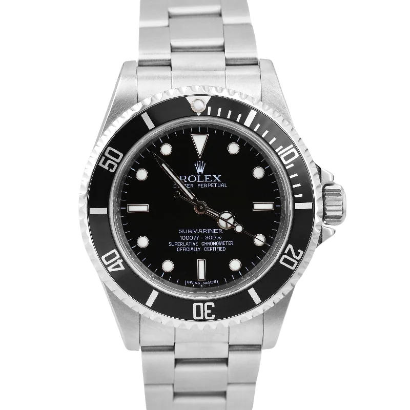 High-End Watches with Leather Straps-Rolex Submariner No-Date RANDOM SERIAL Steel 4 LINE Black REHAUT 40mm 14060 BOX