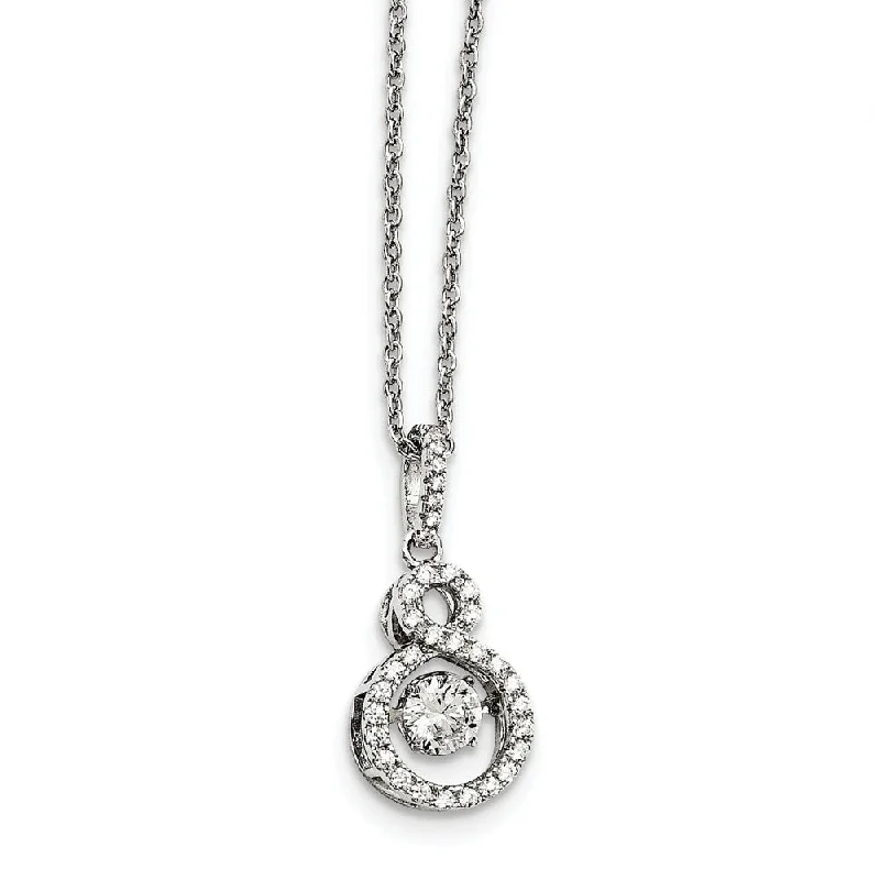 Bohemian Necklace for Hippie Style-Rhodium Plated Sterling Silver & CZ Infinity Necklace, 18-20 Inch