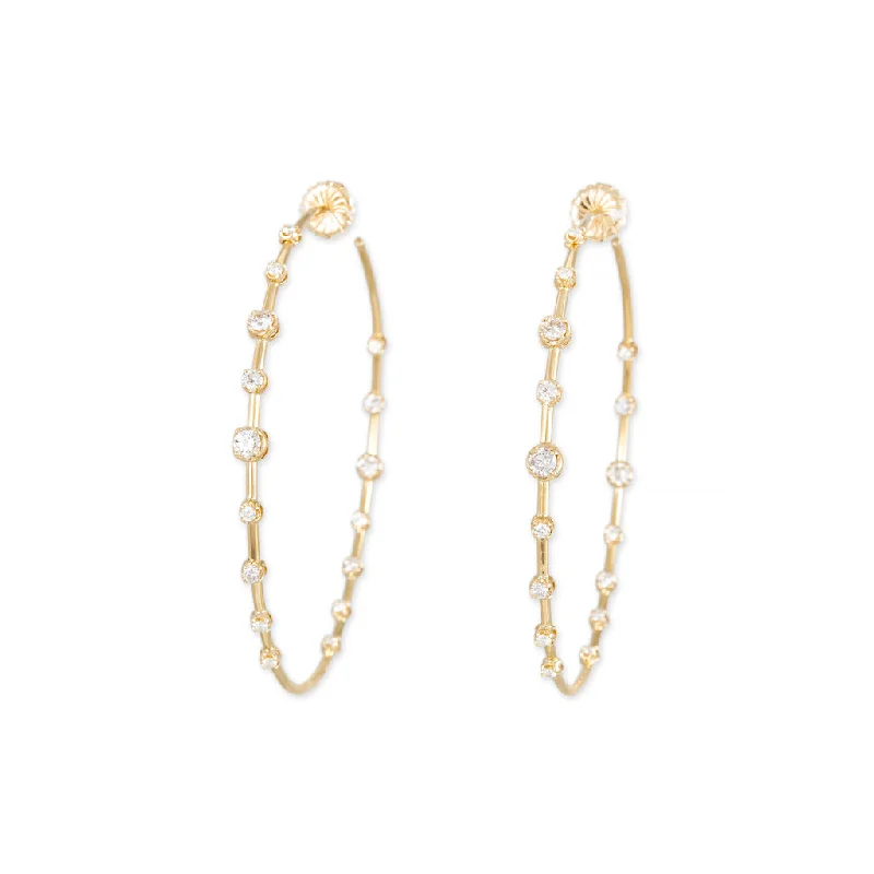 Minimalist Earrings for Every Day-3" GRADUATED DIAMOND SOPHIA HOOPS