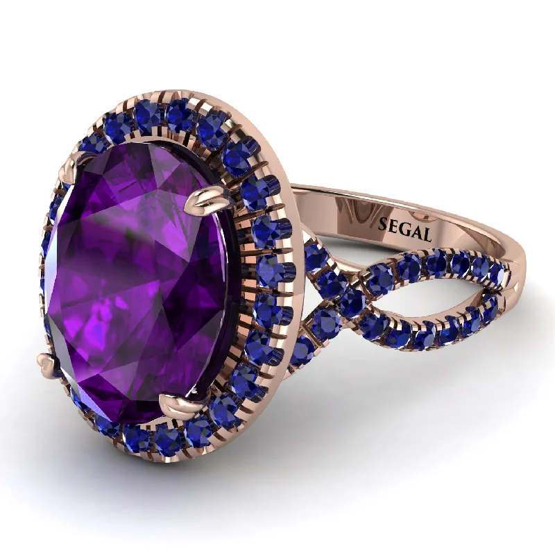 Dainty Engagement Ring for Women-Glamorous Oval Amethyst Ring - Jordyn No. 314