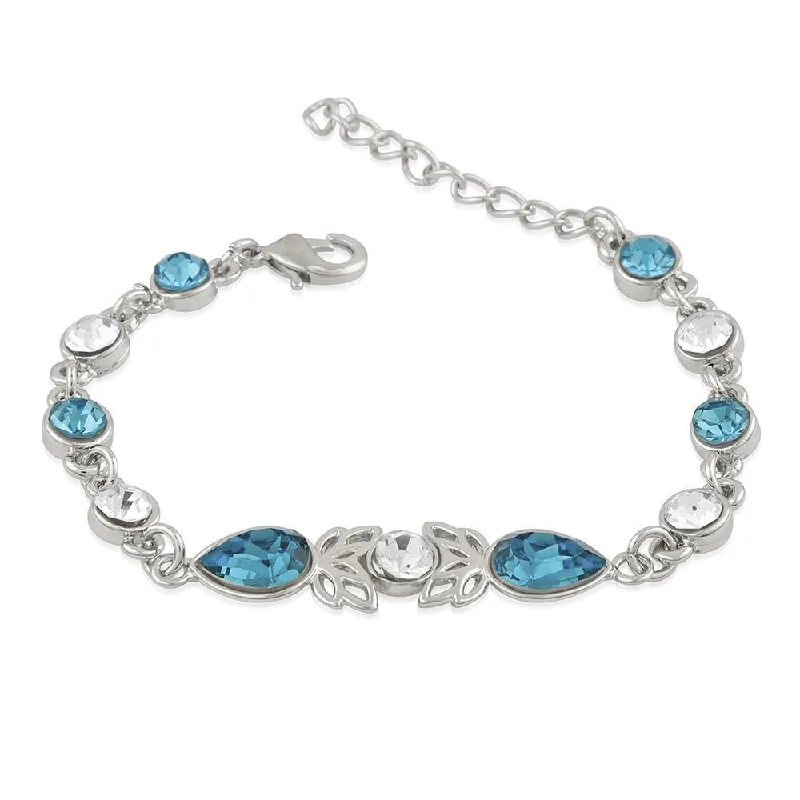 Simple Silver Bangles for Bridesmaids-Mahi Solitaire Blue Love Adjustable Bracelet