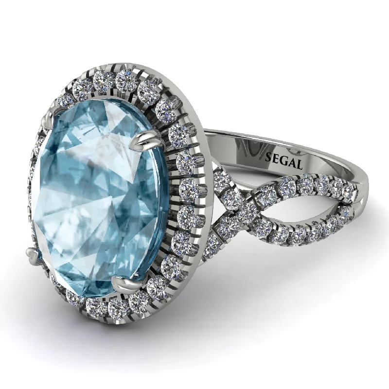 Bridal Ring Set for Weddings-Glamorous Oval Aquamarine Ring - Jordyn No. 403