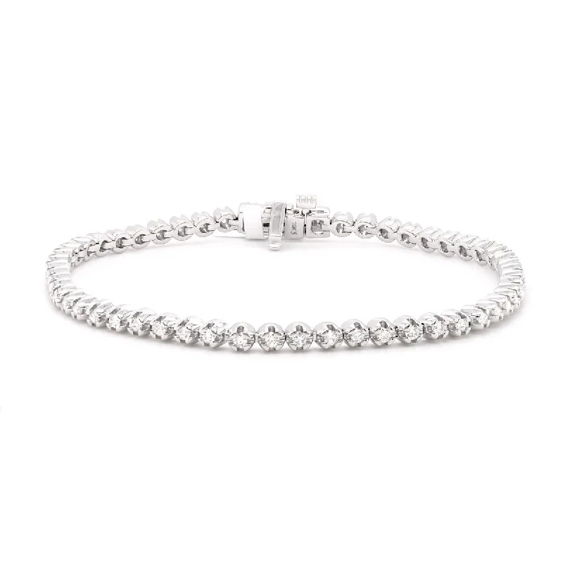 Vintage Bangle Bracelets for Brides-CLASSIC WHITE GOLD TENNIS BRACELET WITH 56 ROUND CUT DIAMONDS, 1.05 CT TW