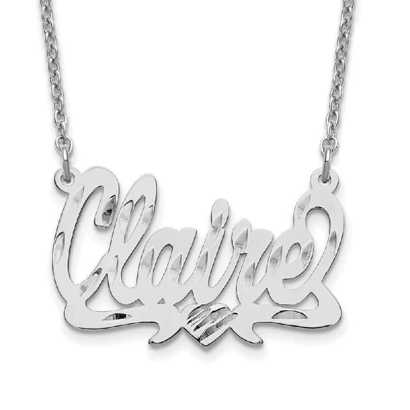 Designer Necklace for Fashion Lovers-Personalized Polished D/C Solid Script Name Necklace