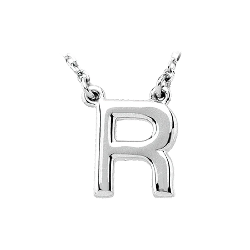 Stylish Pendant Necklace for Trendy Looks-14K White Gold, Kendall Collection, Block Initial R Necklace, 16 Inch