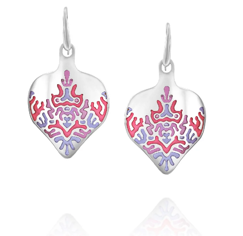 Chic Drop Earrings-Reaction Diffusion earrings, colorful sterling silver earrings