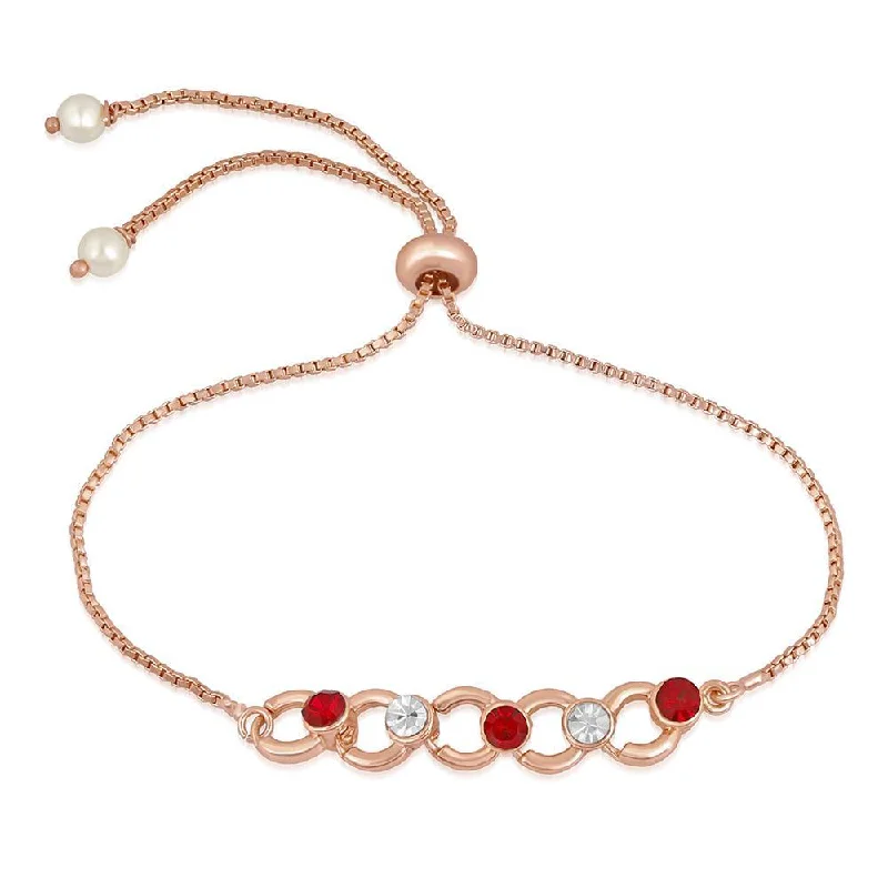 Fashion Bangles with Pearls for Women-Mahi Stylish Circular Link adjustable crystal Bracelet