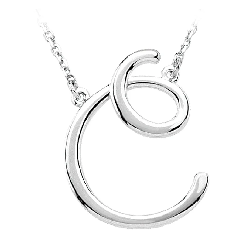 Rose Gold Pendant Necklace for Brides-Sterling Silver, Olivia Collection, Medium Script Initial C Necklace