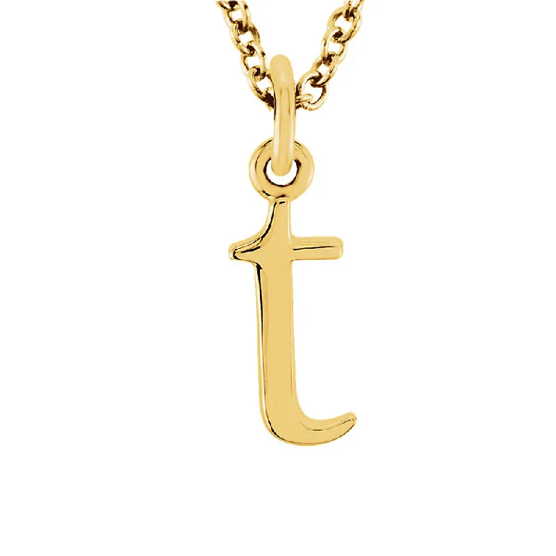 Simple Chain Necklace for Day-to-Day Look-The Abbey Lower Case Initial 't' Necklace in 14k Yellow Gold, 16 Inch