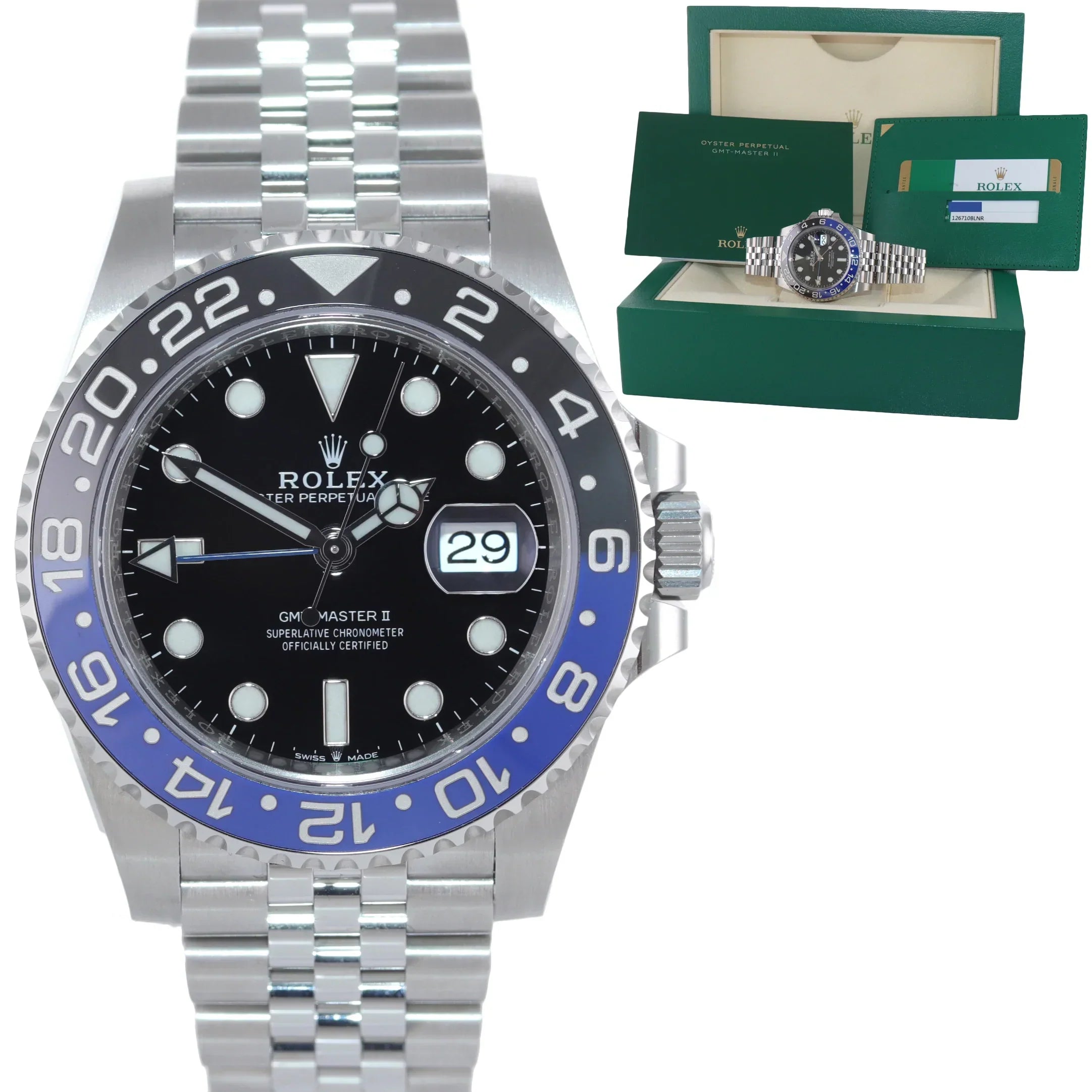 Durable Watches for Outdoor Activities-2022 Rolex 126710 BLNR GMT Master Batman Black Blue Oyster Ceramic Watch