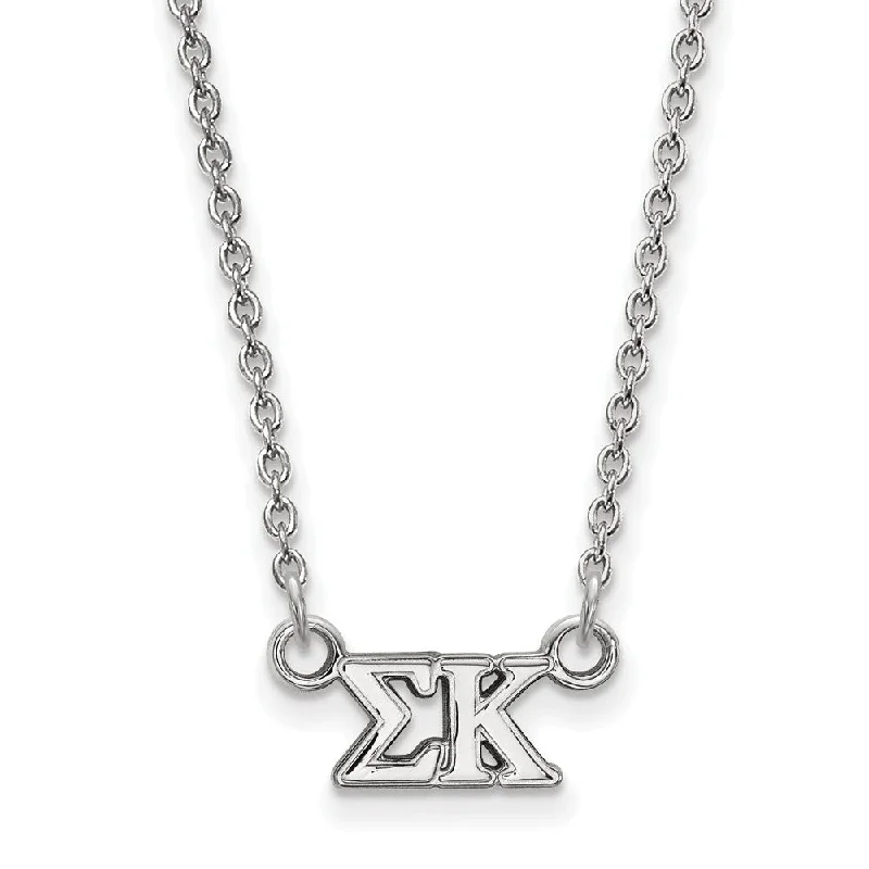 Vintage Gold Necklace for Women-Sterling Silver Sigma Kappa XS (Tiny) Greek Letters Necklace