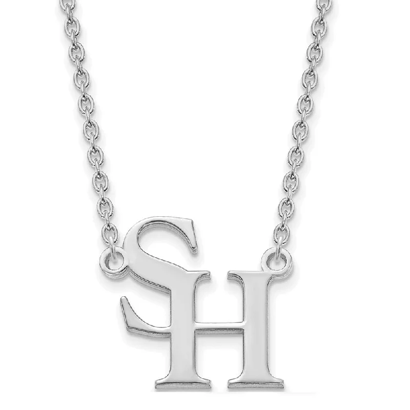 Gold Necklace for Women-14k White Gold Sam Houston State Large Pendant Necklace