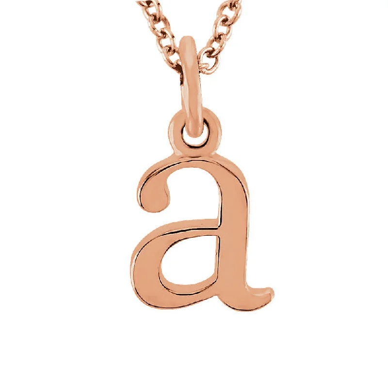 Chain Necklace for Men-The Abbey Lower Case Initial 'a' Necklace in 14k Rose Gold, 16 Inch