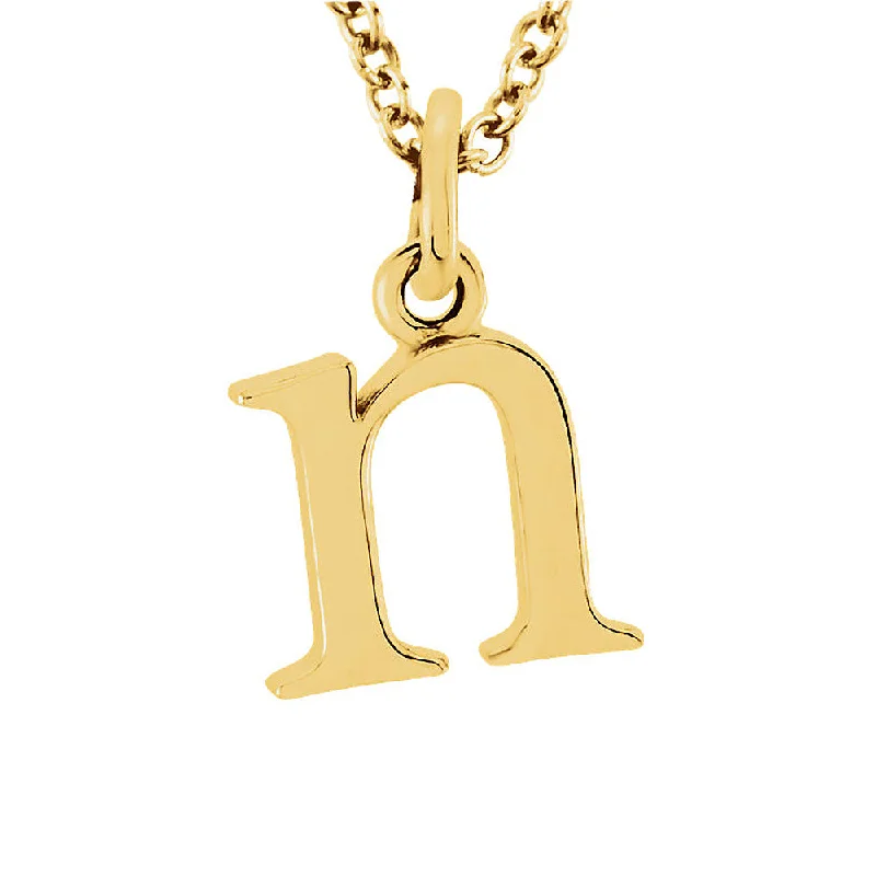 Sapphire Necklace for Evening Wear-The Abbey Lower Case Initial 'n' Necklace in 14k Yellow Gold, 16 Inch