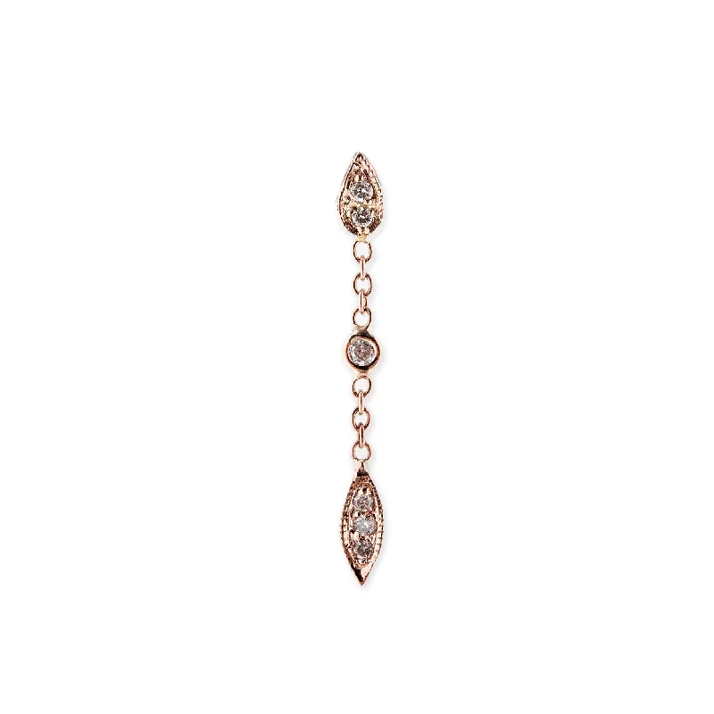 Gorgeous Earrings for Party Nights-1 Diamond Tinkerbell Chain Stud