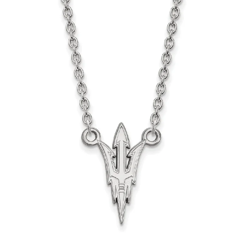 Adjustable Necklace for Comfortable Wear-14k White Gold Arizona State Large Trident Pendant Necklace