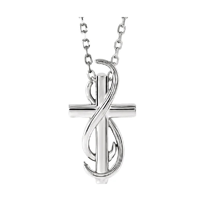 Elegant Wedding Necklace for Brides-Platinum Infinity Cross Necklace, 16-18 Inch