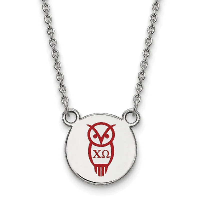 Sparkly Necklace for Fashion Forward Women-Sterling Silver Chi Omega Small Enamel Necklace