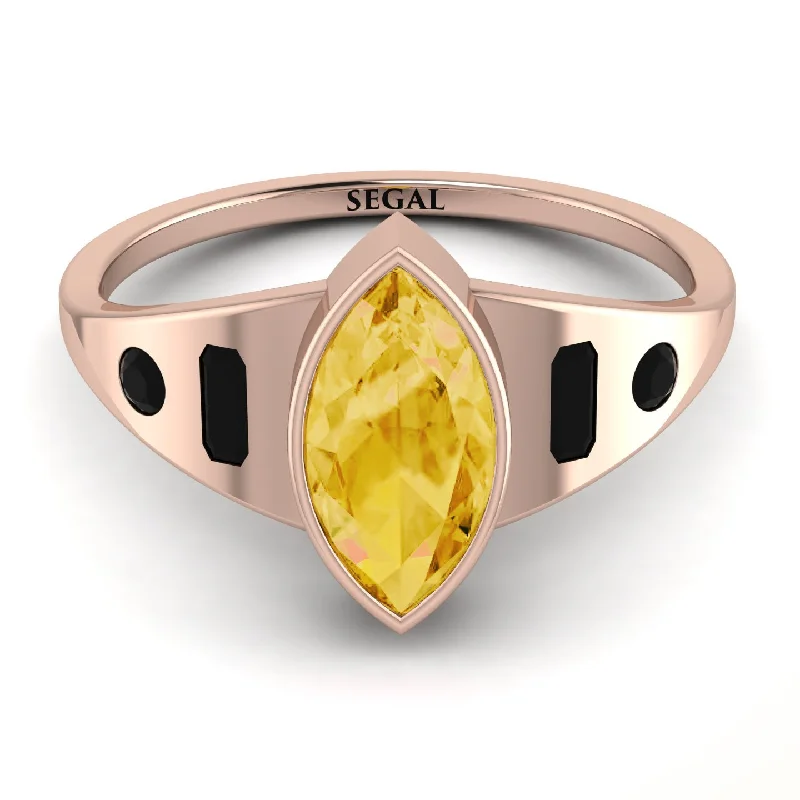 Custom Silver Ring for Customization-Marquise Bezel Citrine Ring - Juliana No. 608