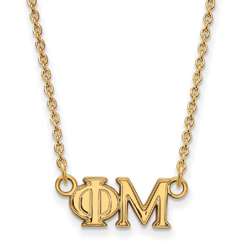 Modern Necklace for Evening Outfits-14K Plated Silver Phi Mu Medium Necklace