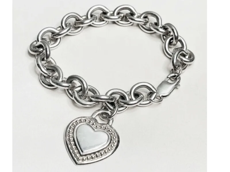 Bohemian Bracelet for Relaxed Style-Judith Ripka Heart Tag Bracelet in Sterling Silver