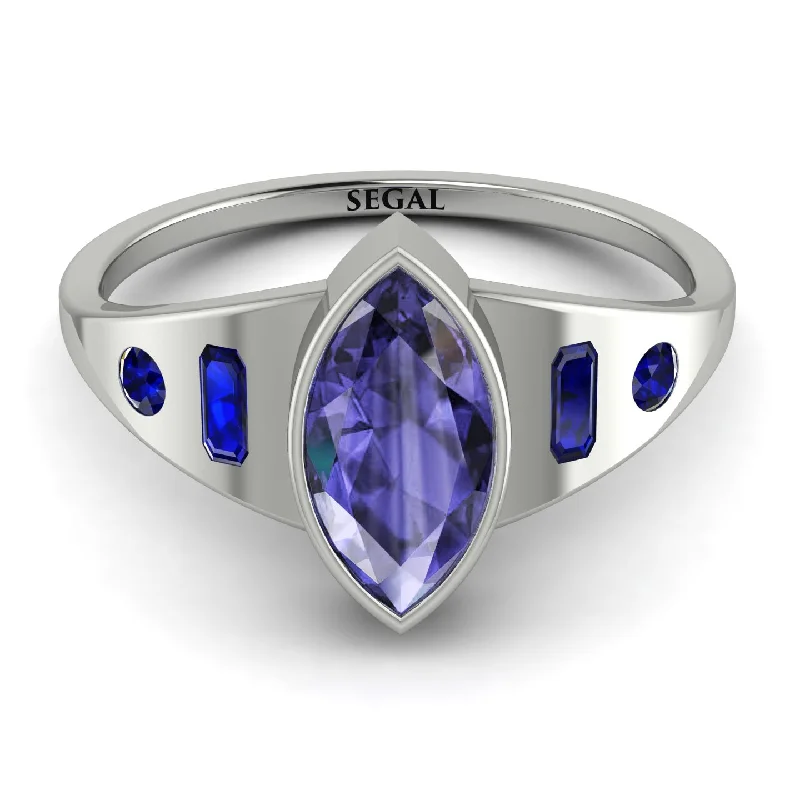 Custom Wedding Ring for Special Day-Marquise Bezel Tanzanite Ring - Juliana No. 215