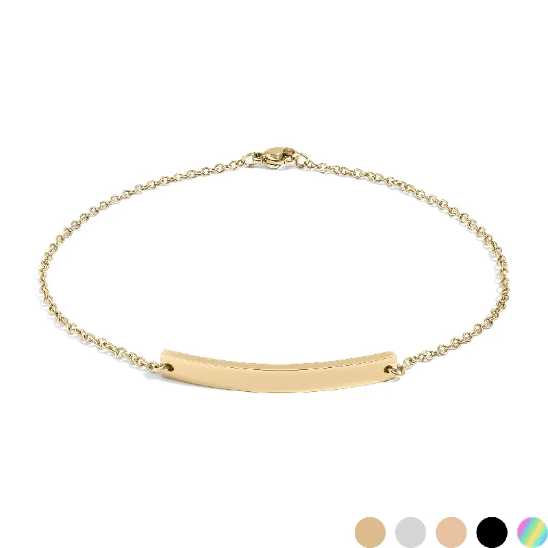 Gold Chain Bracelet for Women-18K Gold PVD Stainless Steel Blank Curved Bar Bracelet/Anklet / BRJ9030