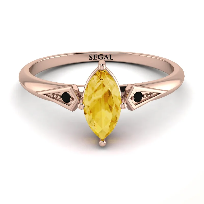 Simple Silver Band Ring for Men-Marquise Citrine Geometrical Engagement Ring - Reese No. 608