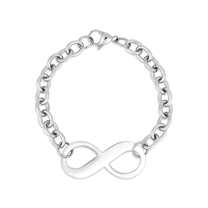 Adjustable Silver Bracelet for Comfort-Stainless Steel Infinity Chain Bracelet / BRJ9031