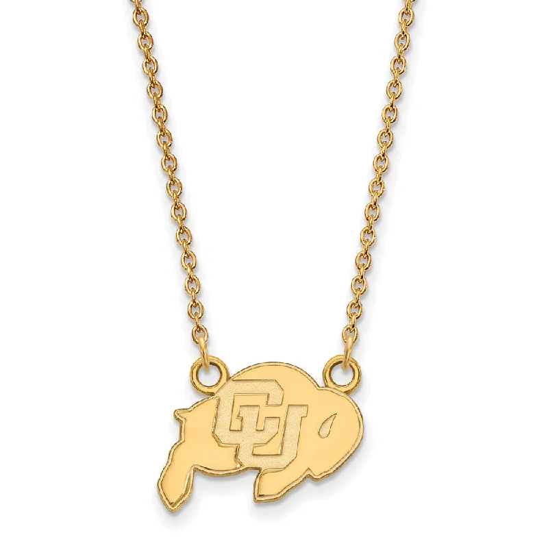 Silver Choker Necklace for Fashion-14k Gold Plated Silver U of Colorado Sm Buffalo Pendant Necklace