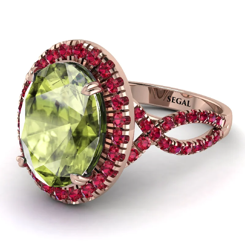 Stylish Wedding Band for Women-Glamorous Oval Peridot Ring - Jordyn No. 811