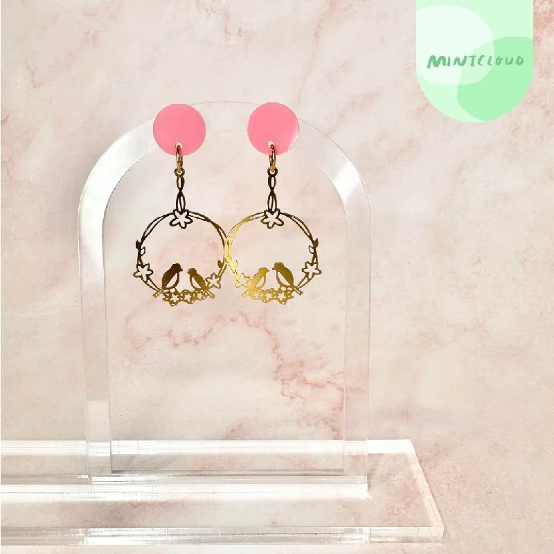 Chic Earrings for Evening Look-Mintcloud Brass Dangles - Sweet Birds