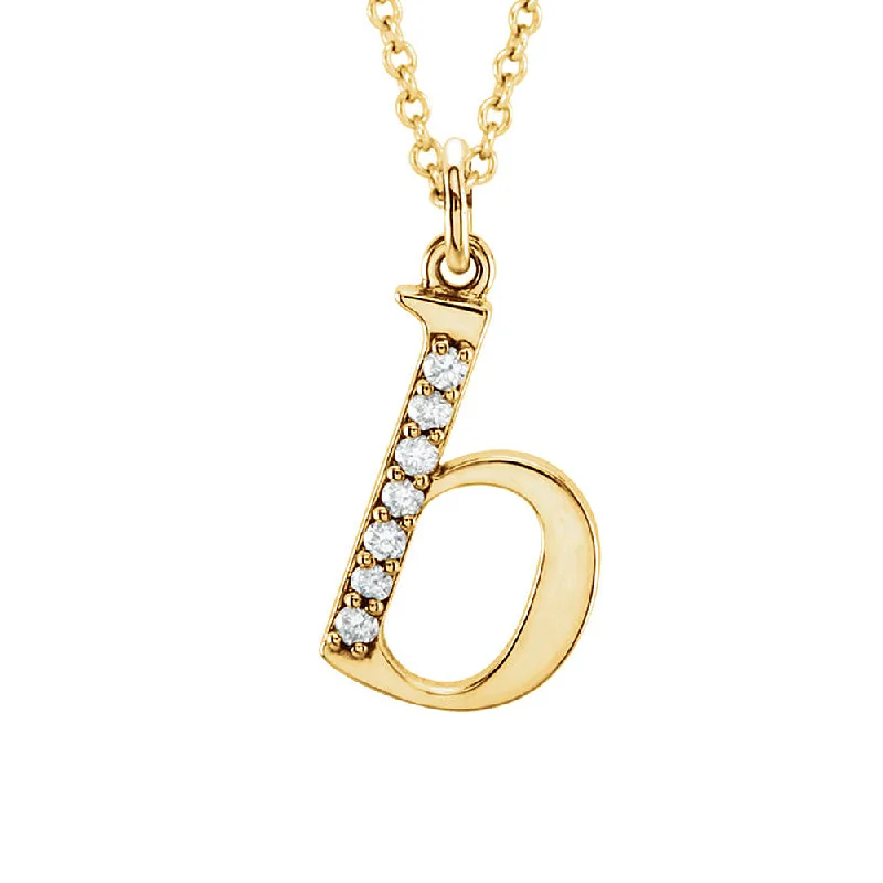 Beaded Necklace for Fashion-The Abbey 14k Yellow Diamond Lower Case Initial 'b' Necklace 16 Inch