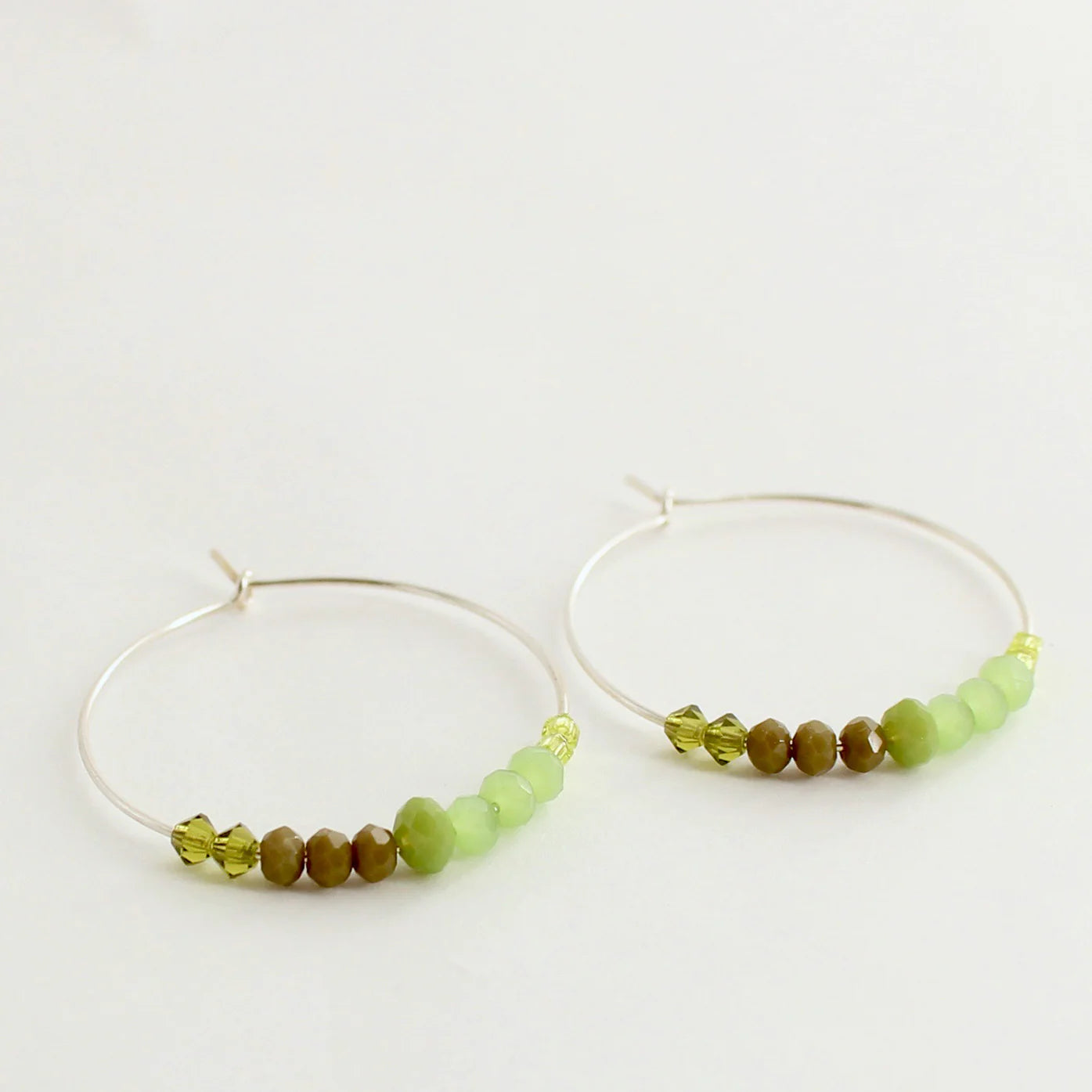 Classic Diamond Earrings-Linda Marek Designs - Green Hoops