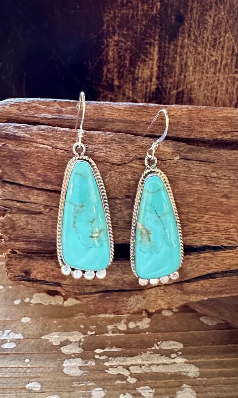 Timeless Pearl Earrings for Wedding Look-SLICE OF TURQUOISE Sterling Silver Earrings