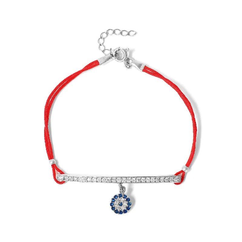 Simple Pearl Bracelet for Bridesmaids-Sterling Silver/Vermeil Red Evil Eye CZ Stone Bracelet / DIS0036