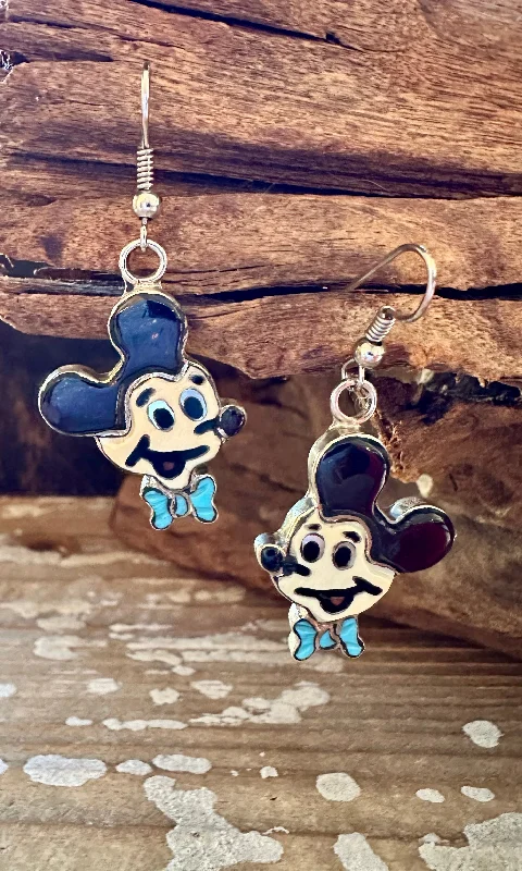 Elegant Long Earrings for Weddings-MICKEY MOUSE Zuni Toons Dangle Earrings