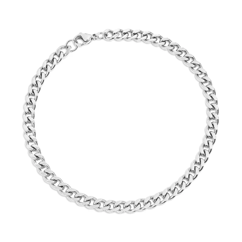 Stackable Bracelets for Fashion-Stainless Steel Diamond Cut Curb Chain Bracelet or Anklet / BRJ9095