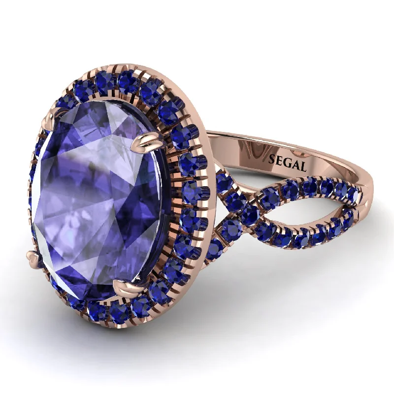 Vintage Engagement Ring for Women-Glamorous Oval Tanzanite Ring - Jordyn No. 214