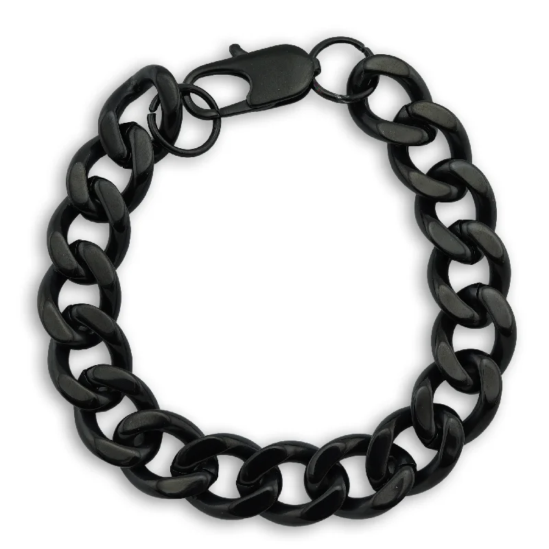 Customizable Silver Bracelet for Women-Stainless Steel Black Curb Chain Bracelet or Anklet / BRJ9093