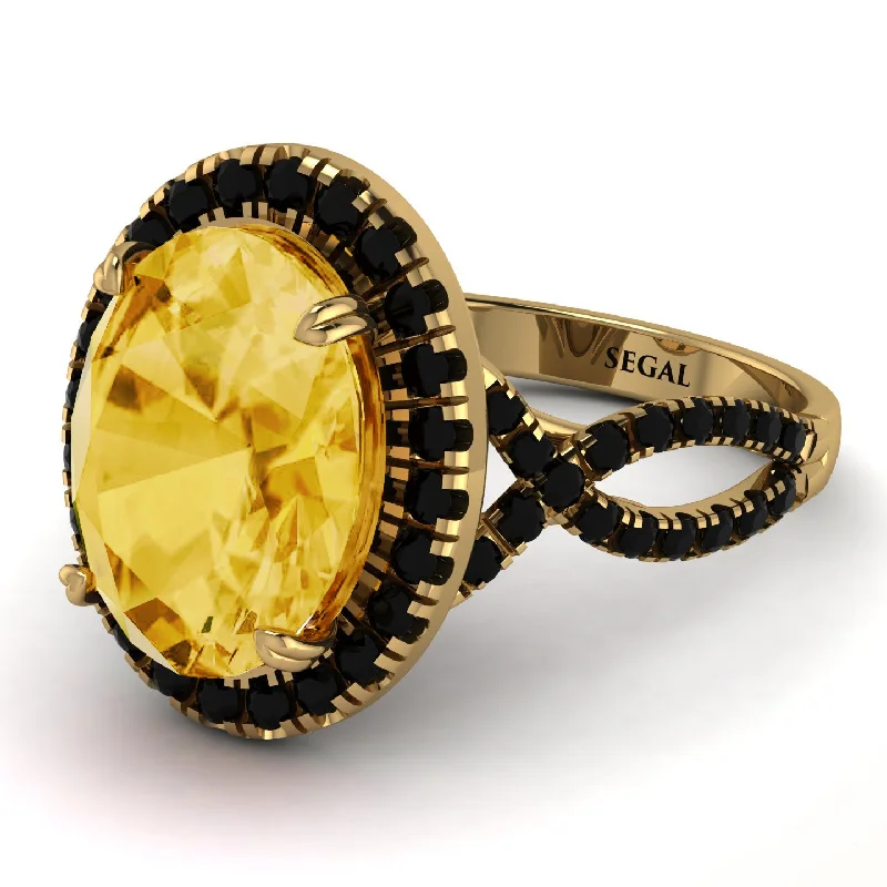 Beautiful Gold Band Ring for Women-Glamorous Oval Citrine Ring - Jordyn No. 707