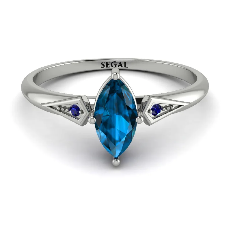 Luxury Diamond Ring for Men-Marquise Blue Topaz Geometrical Engagement Ring - Reese No. 515