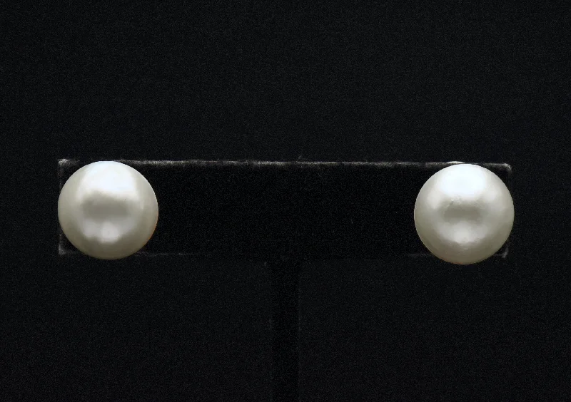 Silver Stud Earrings-Vintage 14K White Gold Pearl Stud Earrings