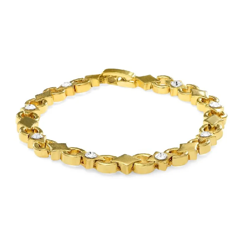 Customizable Bangle Set for Weddings-Mahi Gold Plated Admiring Bracelet With Crystals For Women