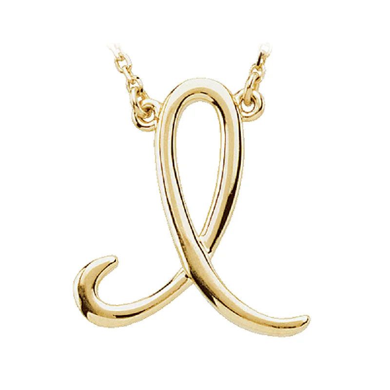 Necklaces with Initials-14k Yellow Gold, Olivia Collection, Medium Script Initial I Necklace