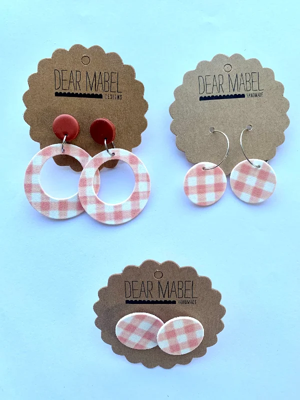 Artistic Pearl Earrings-Dear Mabel Handmade - Gingham Earrings