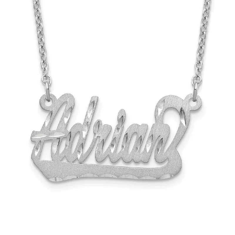 Bold Fashion Necklace for Evening Events-Personalized Satin, Diamond-Cut Small Underlined Name Necklace